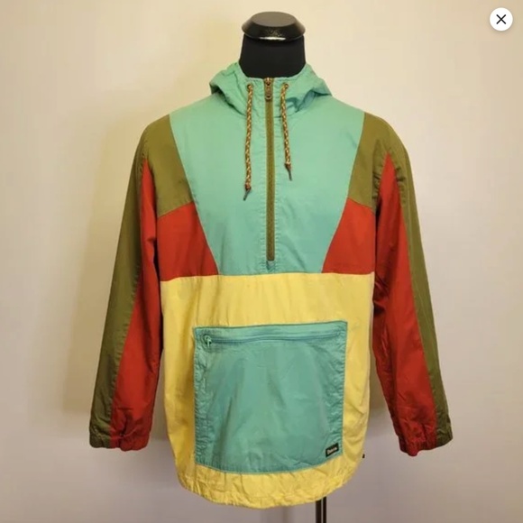 Dravus Gnark Color Block Cotton 1/2 Zip Pullover Anorak Outdoor Preppy Mens L - Picture 3 of 4